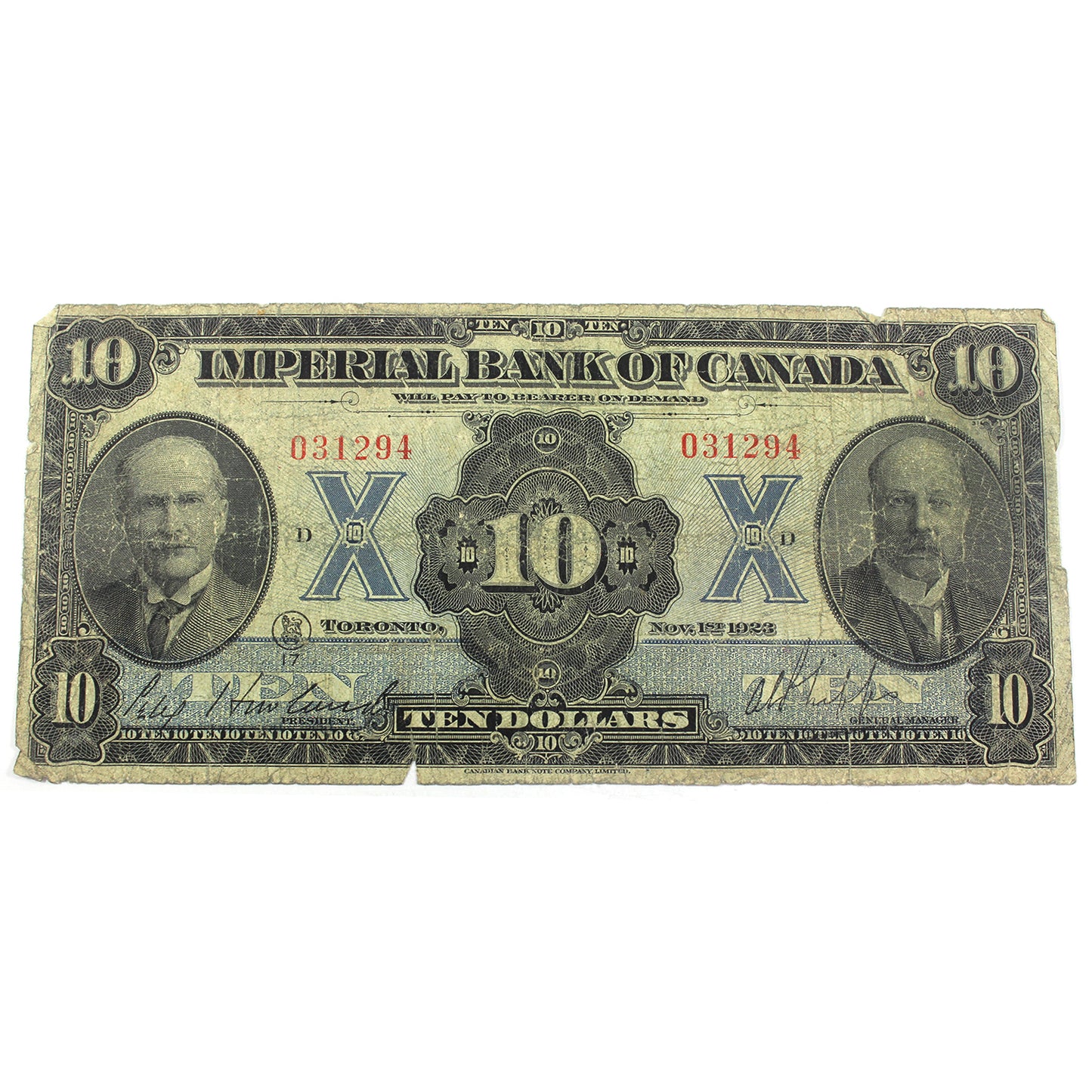 375-18-06 1926 Imperial Bank $10 Howland-Phipps G-VG (G6) Tears