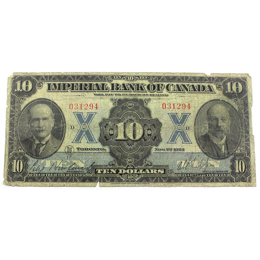 375-18-06 1926 Imperial Bank $10 Howland-Phipps G-VG (G6) Tears