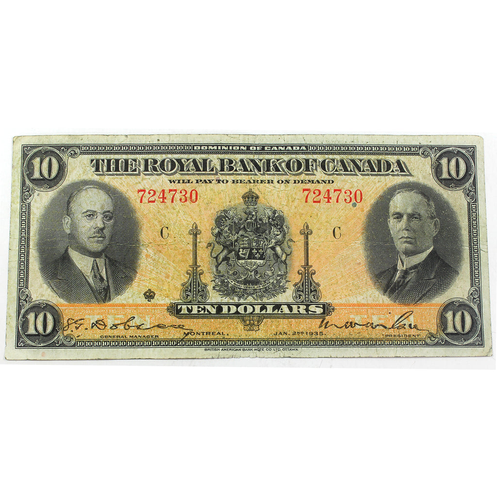 630-18-04a 1935 Royal Bank $10 Dobson-Wilson VG-F (VG10) Marks
