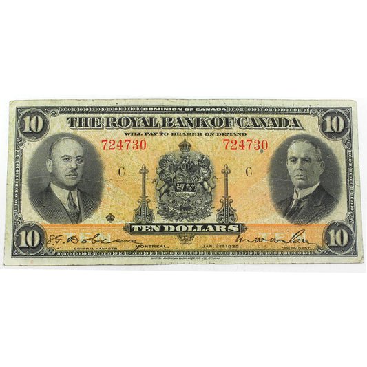 630-18-04a 1935 Royal Bank $10 Dobson-Wilson VG-F (VG10) Marks