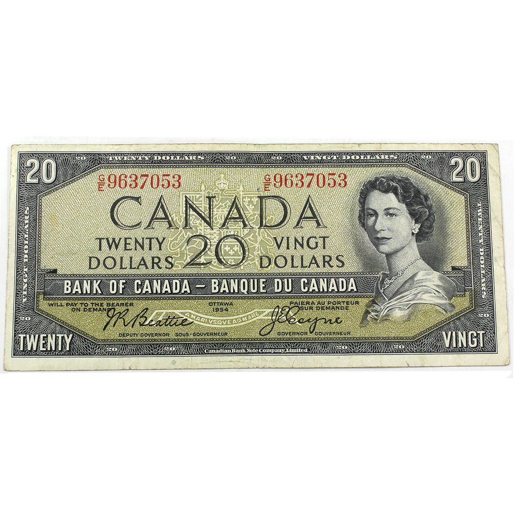 BC-41a 1954 Canada $20 Beattie-Coyne, Various Prefixes, F-VF (F15) Writing or damage