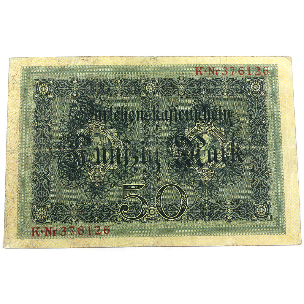 Germany 1914 50 Mark Note, 6 Digits 376126, Pick #49 (DOP)
