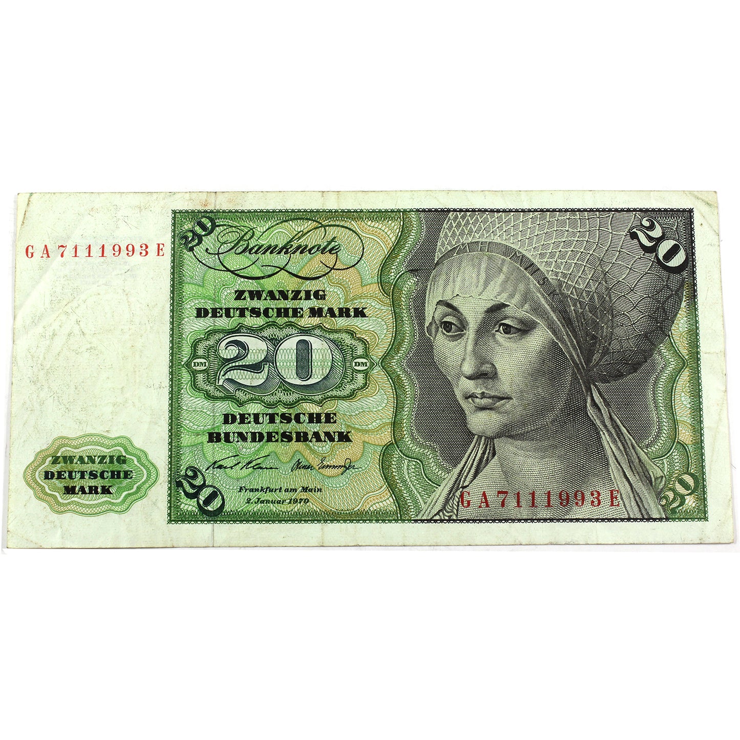 Germany 1970 20 Mark Note, Pick #32 (DOP)