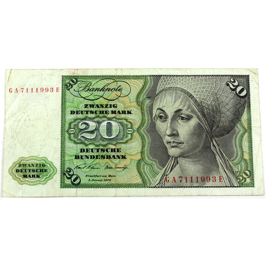 Germany 1970 20 Mark Note, Pick #32 (DOP)
