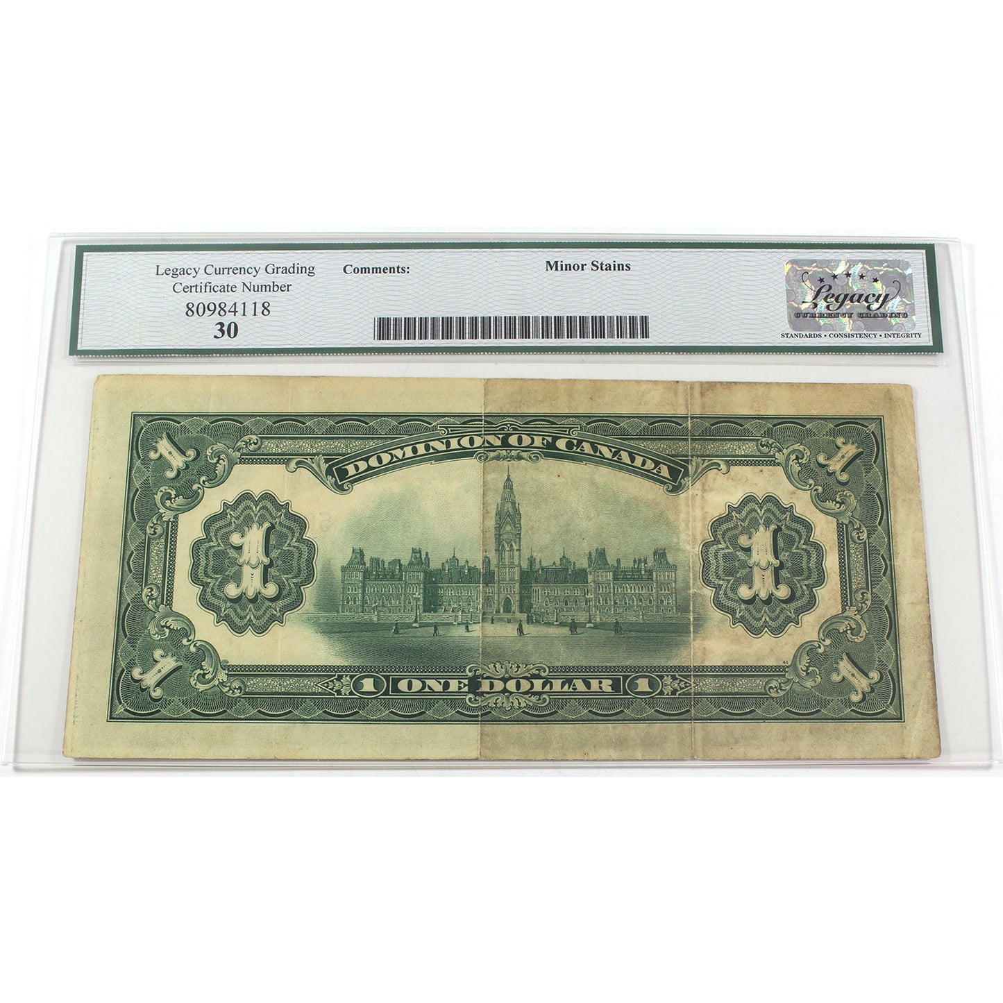 DC-23a 1917F Dominion $1 ONE at Right, Boville, Legacy Certified VF30 (DOP)