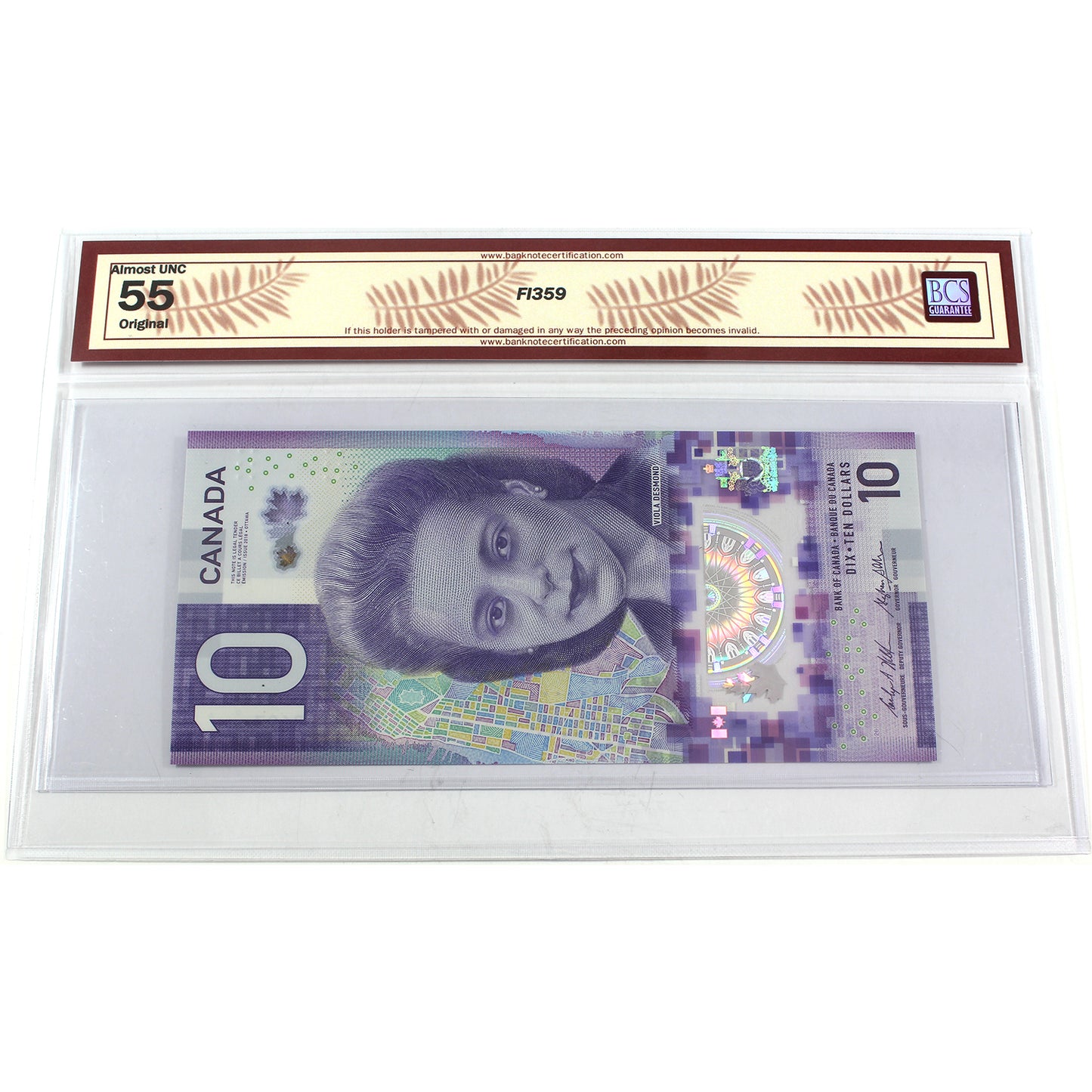 BC-77a 2018 Canada $10 Wilkins-Poloz, FFB, BCS Certified AU55 (DOP)