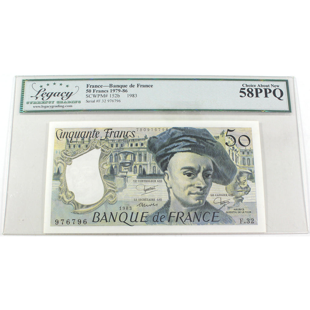 France 1979-1986 50 Franc Note, Pick #152b, Legacy Certified AU58 PPQ (DOP)