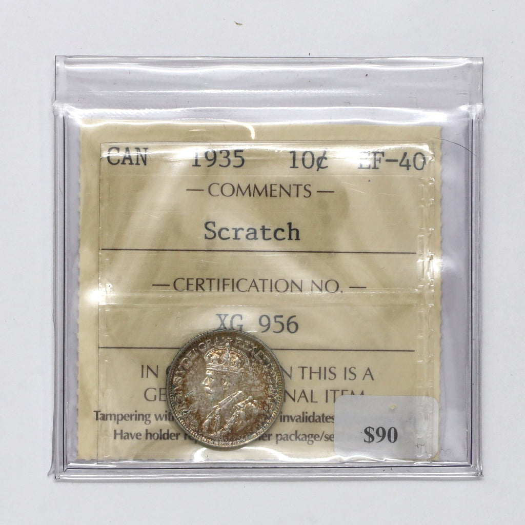 1935 Canada 10-cents ICCS Certified EF40 (Scratched)