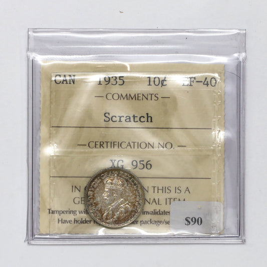 1935 Canada 10-cents ICCS Certified EF40 (Scratched)