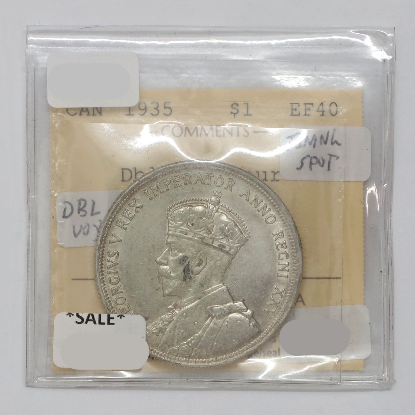 1935 Double Voyageur Canada Dollar ICCS Certified EF40 (Toning or Spots)