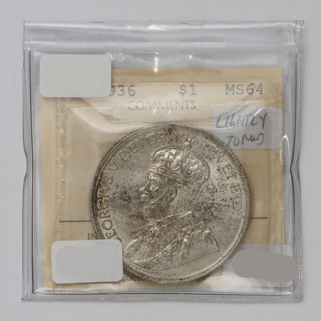 1936 Canada Dollar ICCS Certified MS64 (Lightly Toned)