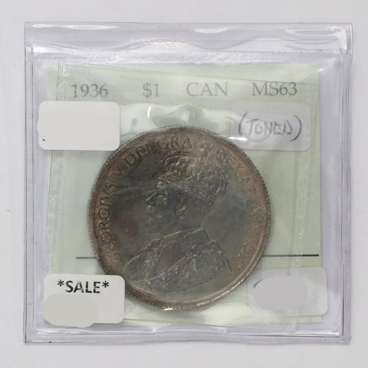 1936 Canada Dollar Prestige Certified MS63 (Toned)