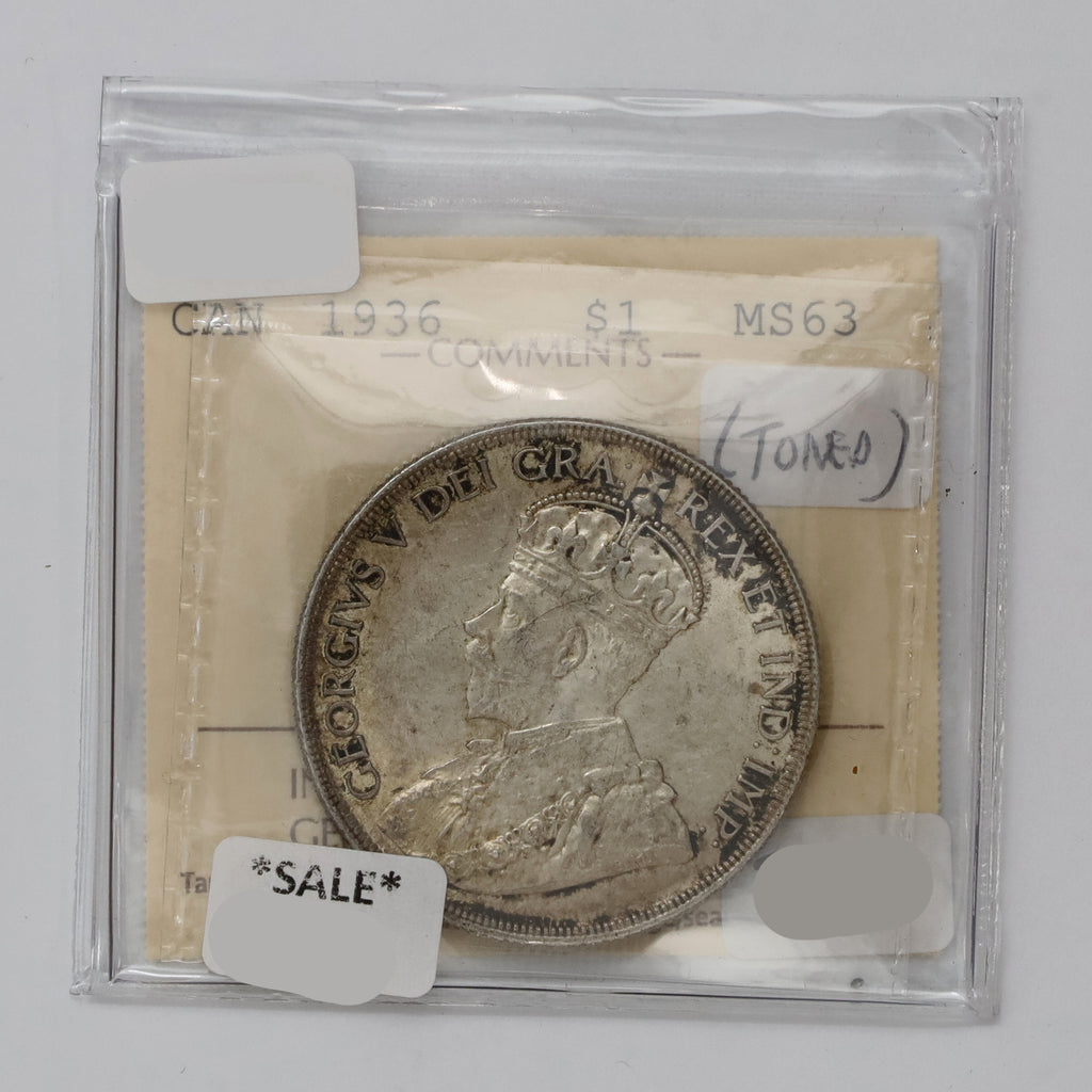 1936 Canada Dollar ICCS Certified MS63 (Toned)