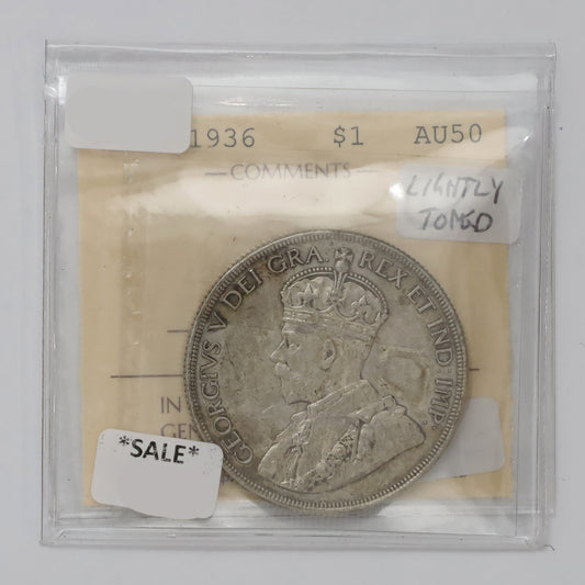 1936 Canada Dollar ICCS Certified AU50 (Lightly Toned)