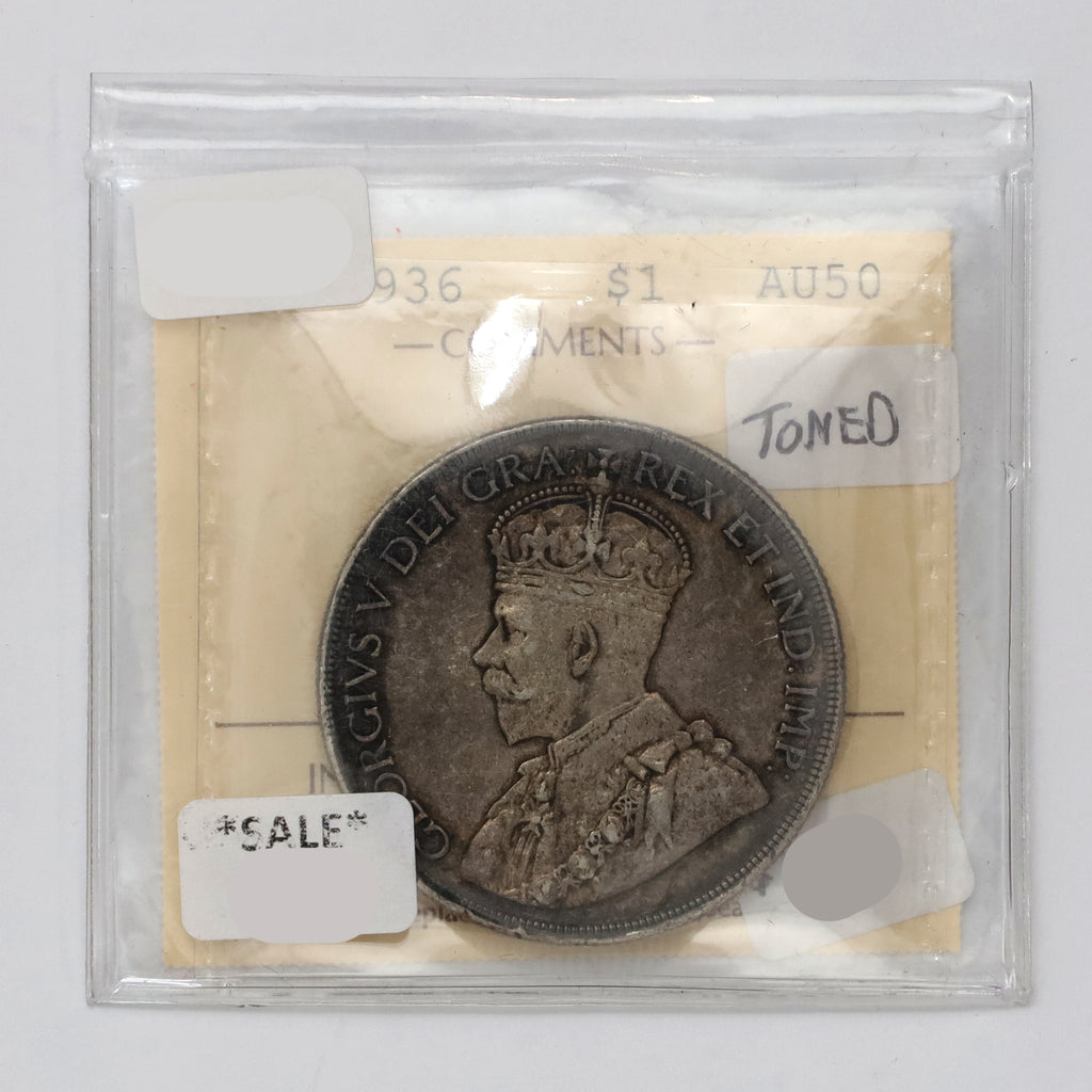 1936 Canada Dollar ICCS Certified AU50 (Toned)