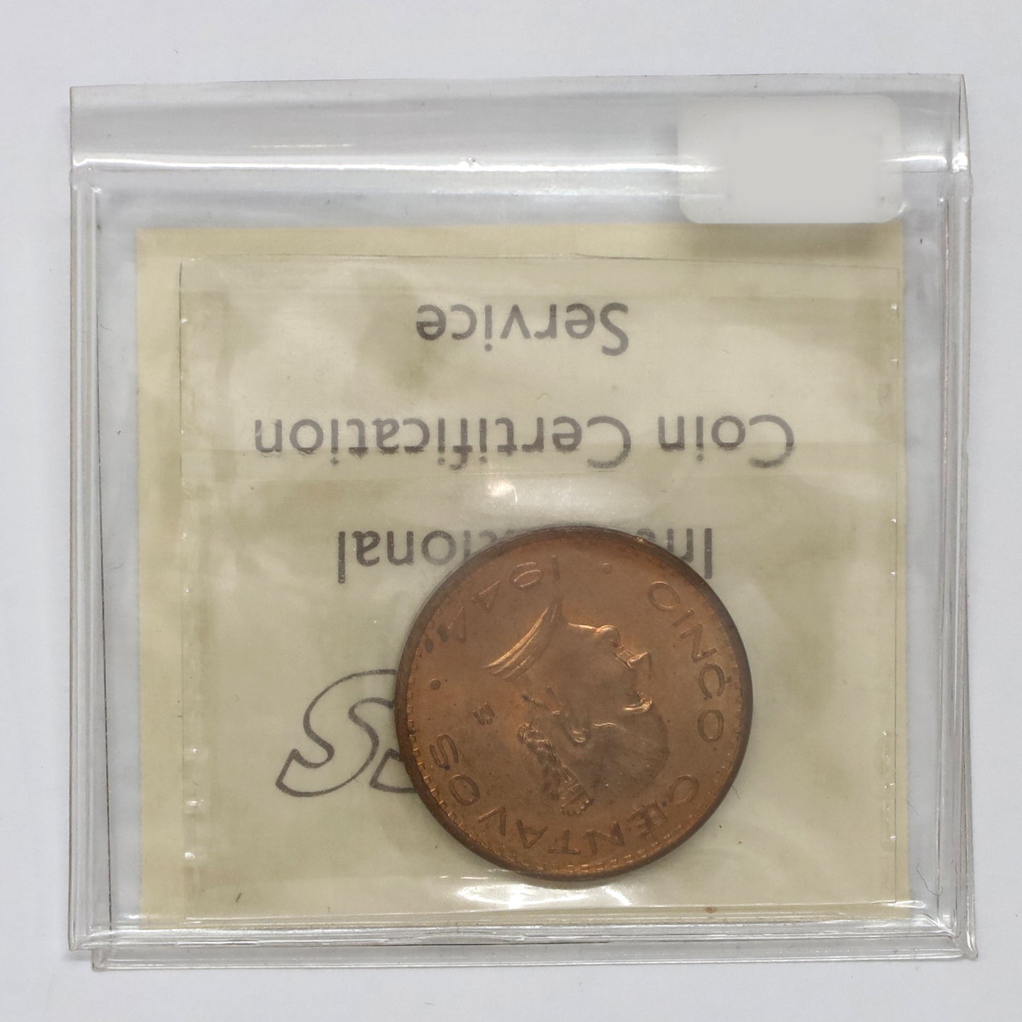 Mexico 1944 5 Centavos ICCS Certified MS64 Red