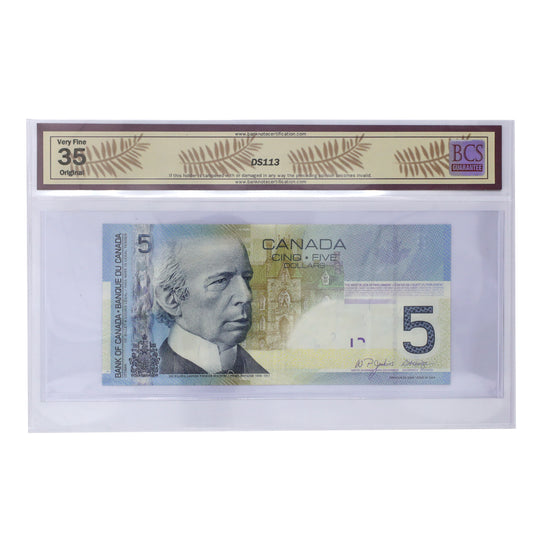 BC-67a 2006 Canada $5 Jenkins-Dodge, Neat # APJ4444445, BCS Certified VF35 Original (DOP)