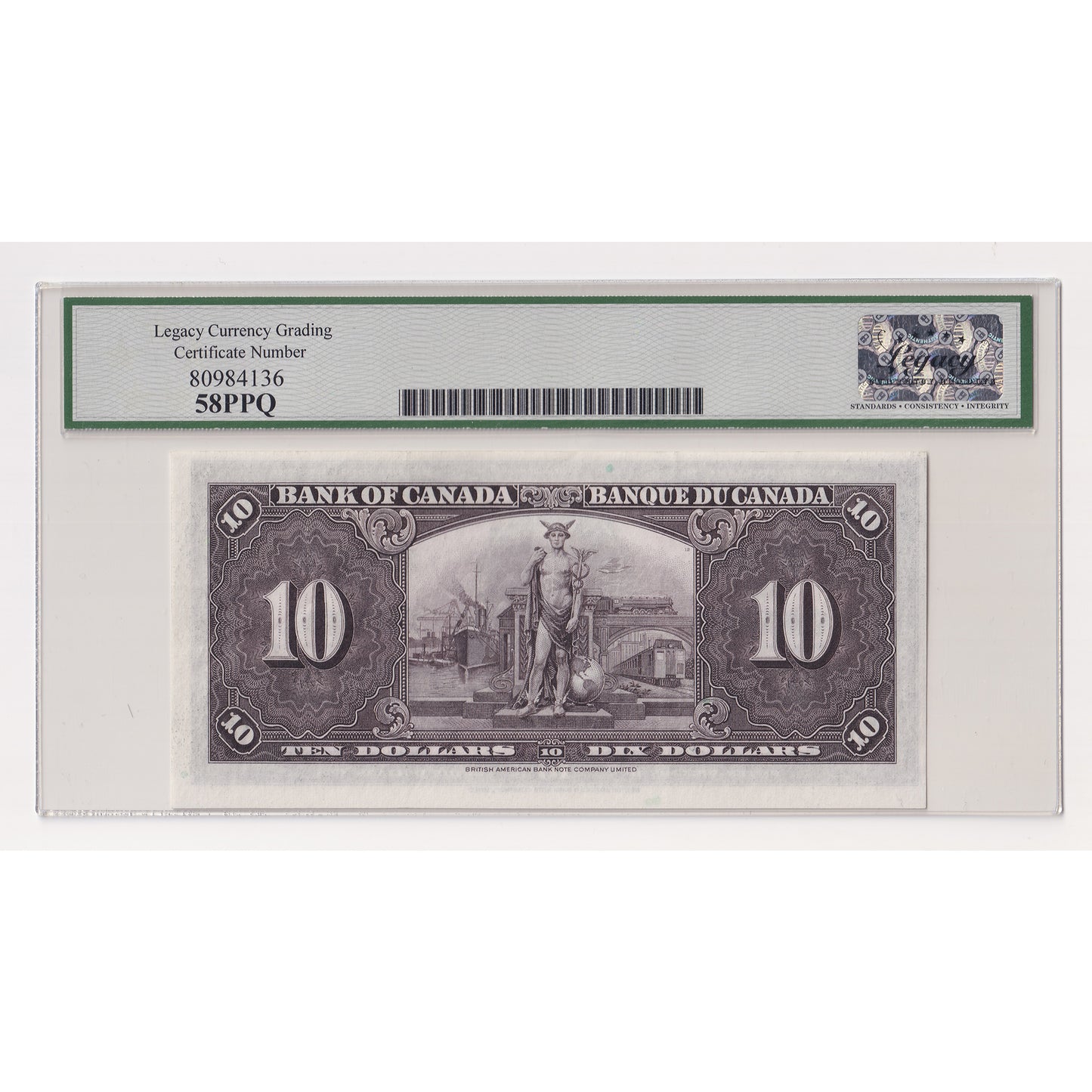 BC-24c 1937 Canada $10 Coyne-Towers, H/T, Legacy Certified AU58 PPQ (DOP)