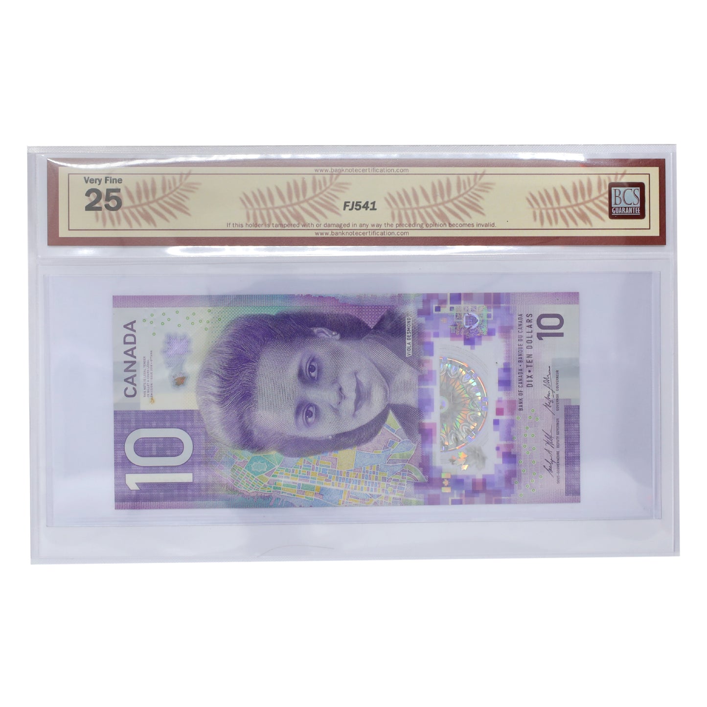BC-77a 2018 Canada $10 Wilkins-Poloz, FFC, BCS Certified VF25 (Holes)