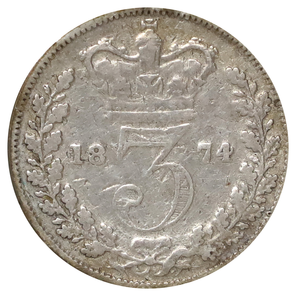 Great Britain 1874 3 Pence VG-F (VG10)
