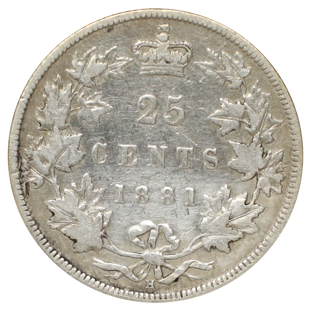 1881H Canada 25-cents F-VF (F15) Scratched, marks, or impaired