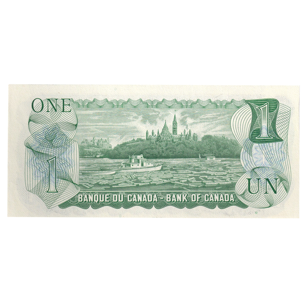 BC-46aA-i 1973 Canada $1 Lawson-Bouey, Steel Engraved, AAX, AU-UNC (AU55) trimmed
