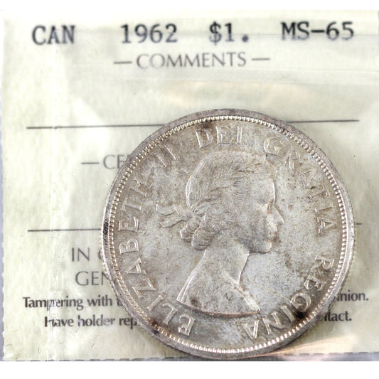 1962 Canada Dollar ICCS Certified MS-65