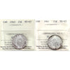 Pair of 1940 & 1941 Canada 25-cents ICCS Certified MS65 (2pcs)