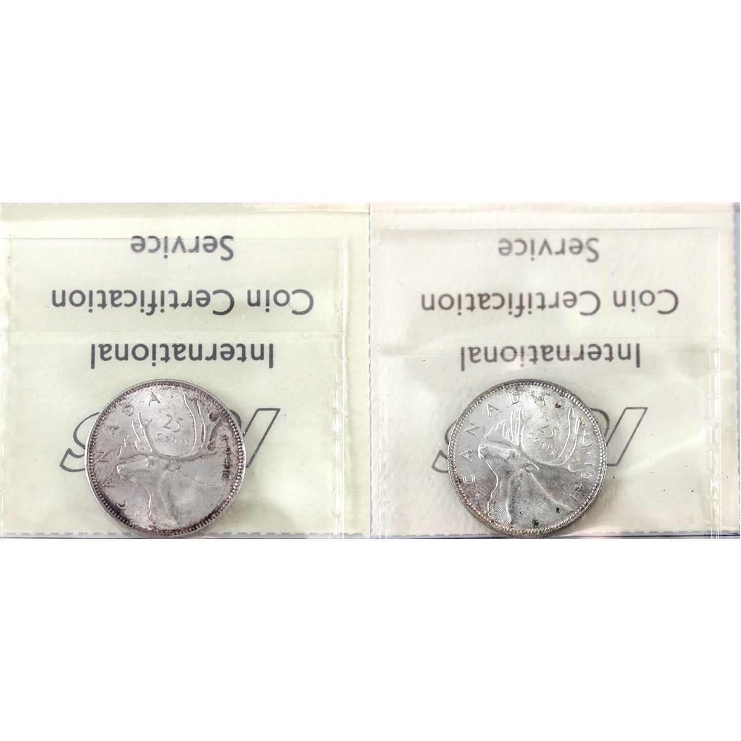 Pair of 1940 & 1941 Canada 25-cents ICCS Certified MS65 (2pcs)