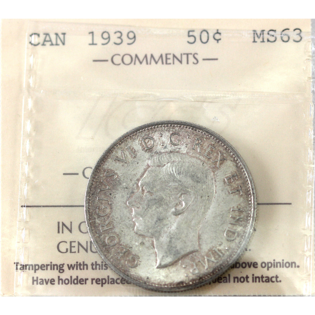 1939 Canada 50-cents ICCS Certified MS63