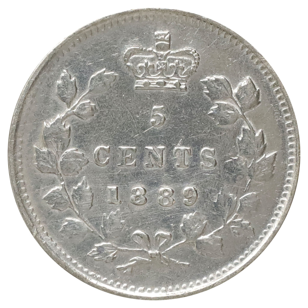 1889 Canada 5-cents EF-AU (EF45) Scratched, marks, or impaired