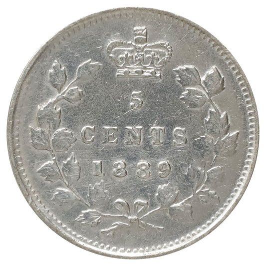 1889 Canada 5-cents EF-AU (EF45) Scratched, marks, or impaired