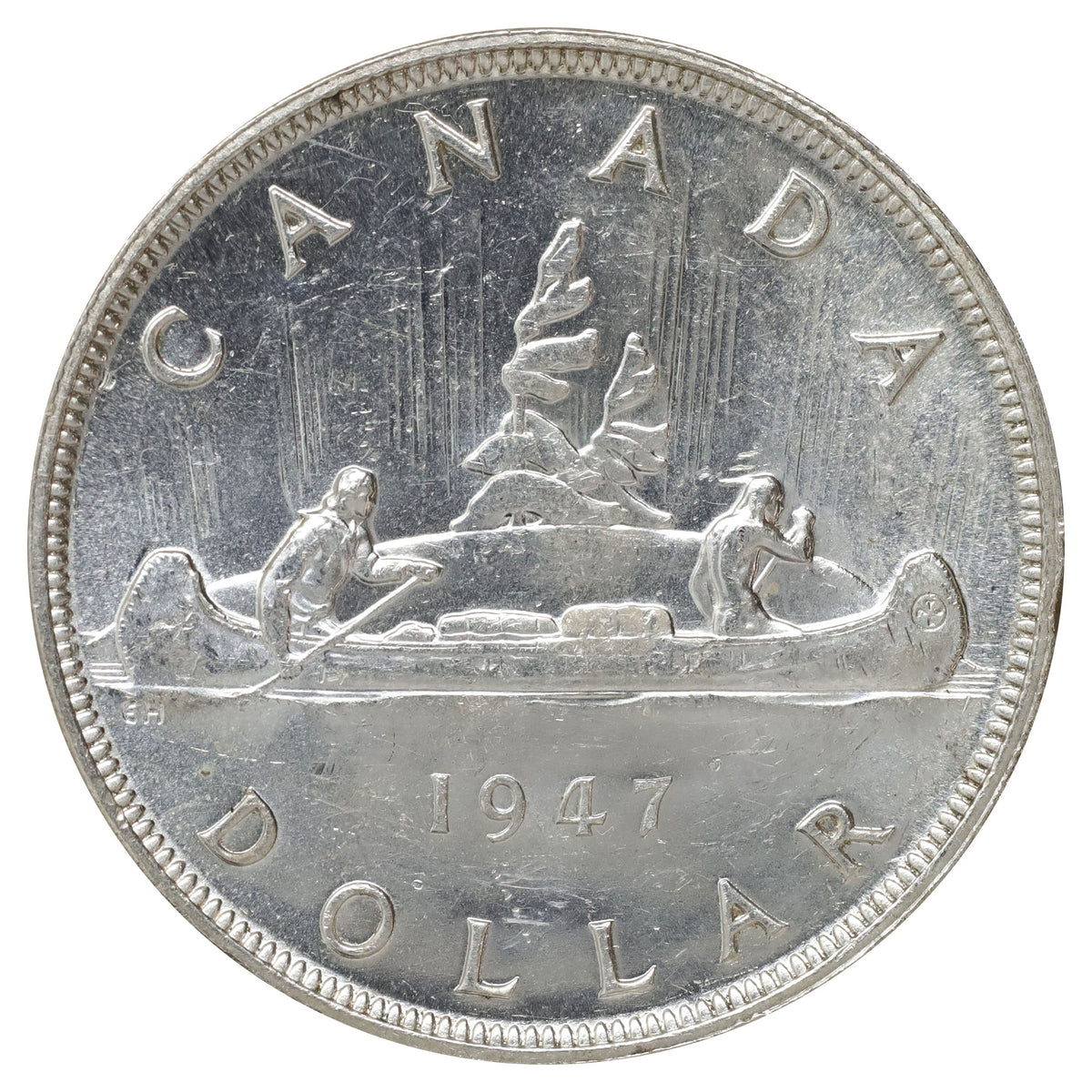 1947 Blunt 7 Canada Dollar UNC+ (MS62) Scratched, marks, or impaired