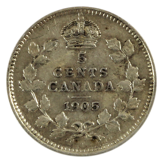 1905 Canada 5-cents Extra Fine (EF40) Scratched, marks, or impaired