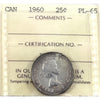 1960 Canada 25-cents ICCS Certified PL65 (Lightly toned)