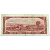 1954 Canada $2 Note, Very Fine (VF20) Tears, writing, or impaired