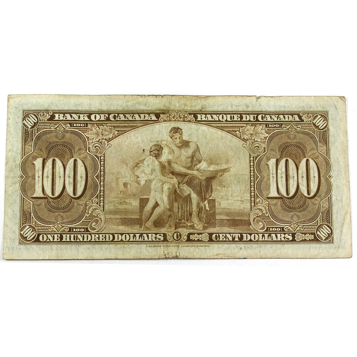 BC-27b 1937 Canada $100 Note Gordon-Towers B/J, VF (VF20) Tears, writing, or impaired
