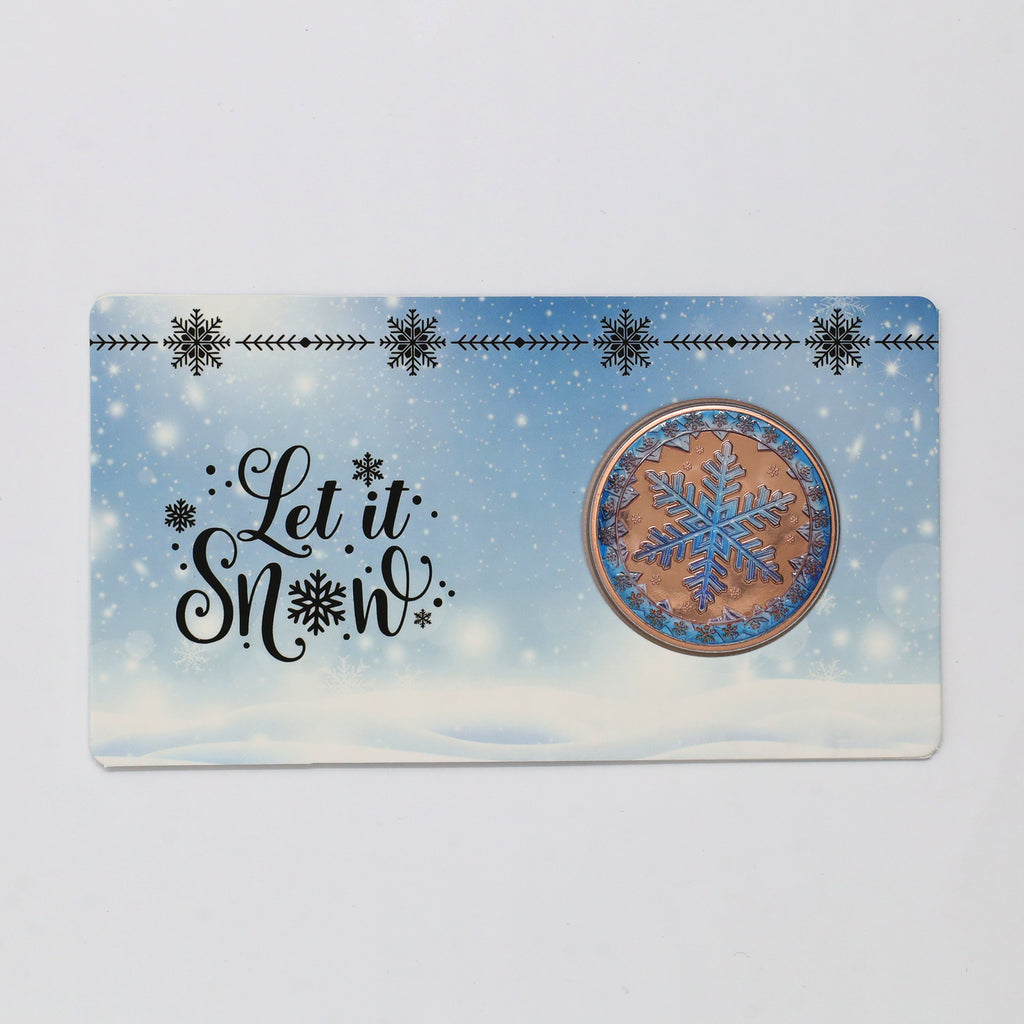Let It Snow Colourized 1oz. .999 Fine Copper in Card