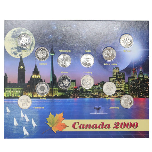 2000 Canada Millennium 12-Coin Quarter Set in Display Board