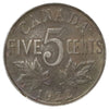 1922 Near Rim Canada 5-cents VF-EF (VF30) Scratched, marks, or impaired
