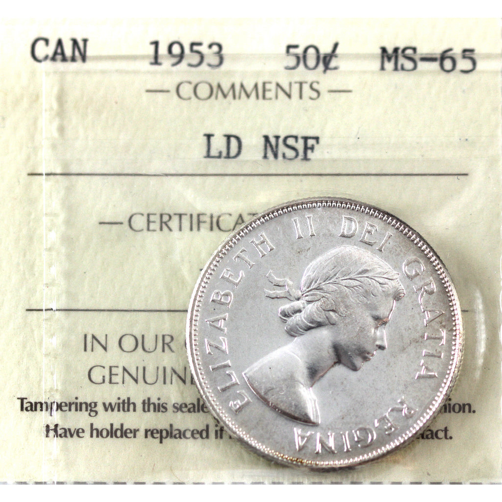 1953 Large Date, NSF Canada 50-cents ICCS Certified MS65 *Rare*