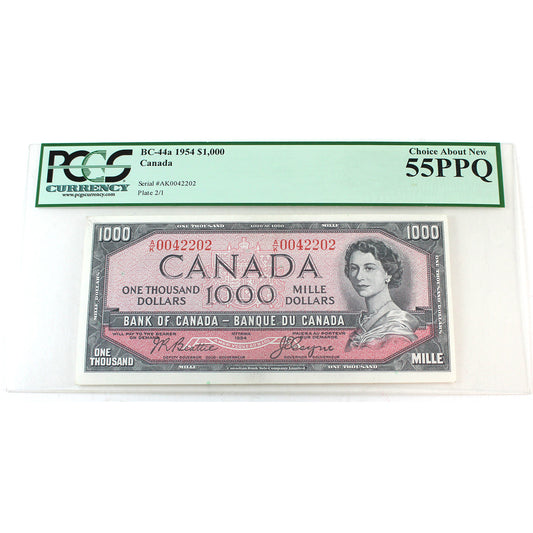 BC-44a 1954 Canada $1000 Beattie-Coyne, A/K PCGS Cert. AU-55 PPQ NO Credit Cards/Paypal