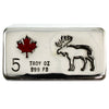 RSSC 5oz Moose Bar w Enameled Red Maple Leaf Silver (No Tax) Hairline Scr/Toning