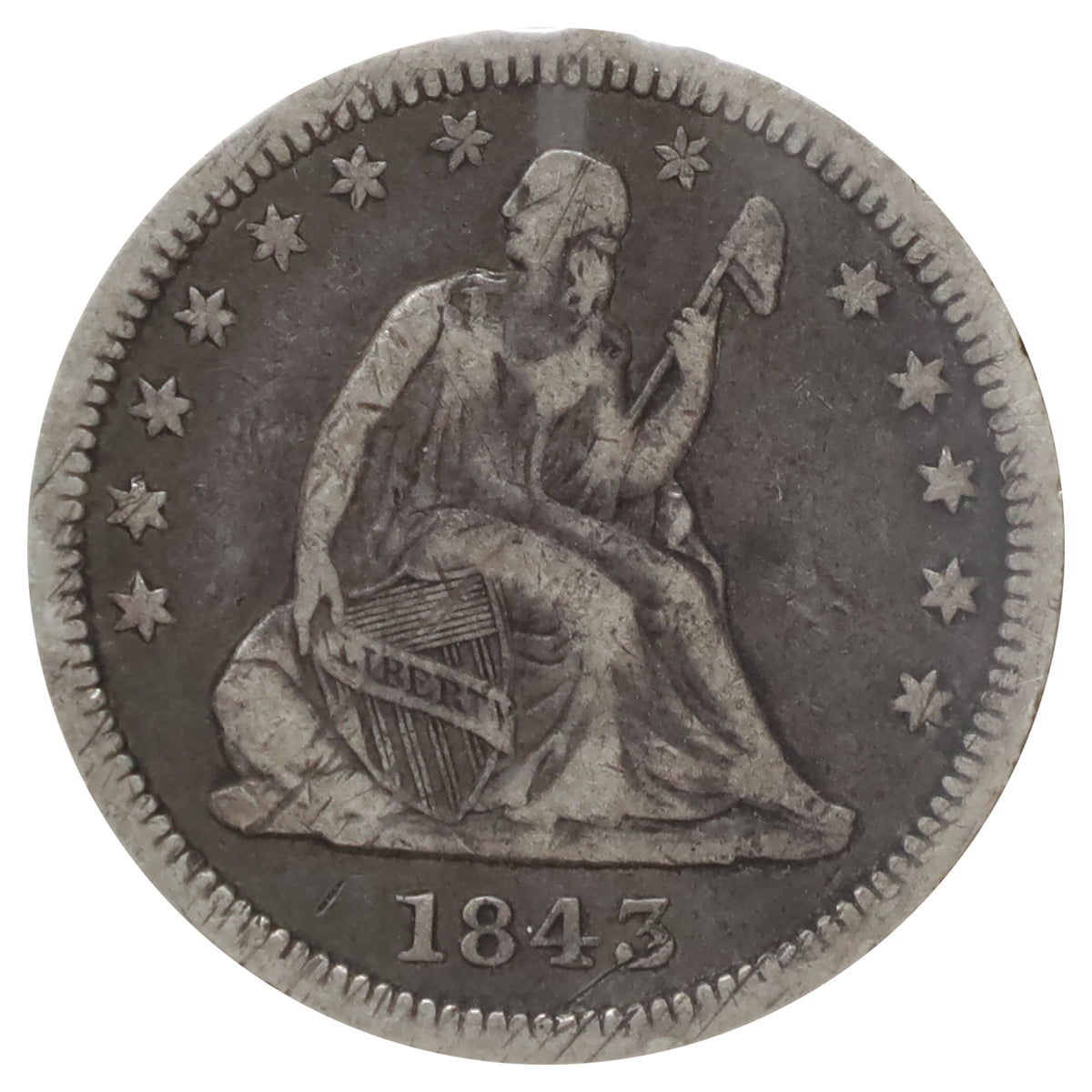 1843 USA Quarter VF-EF (VF30) DOD