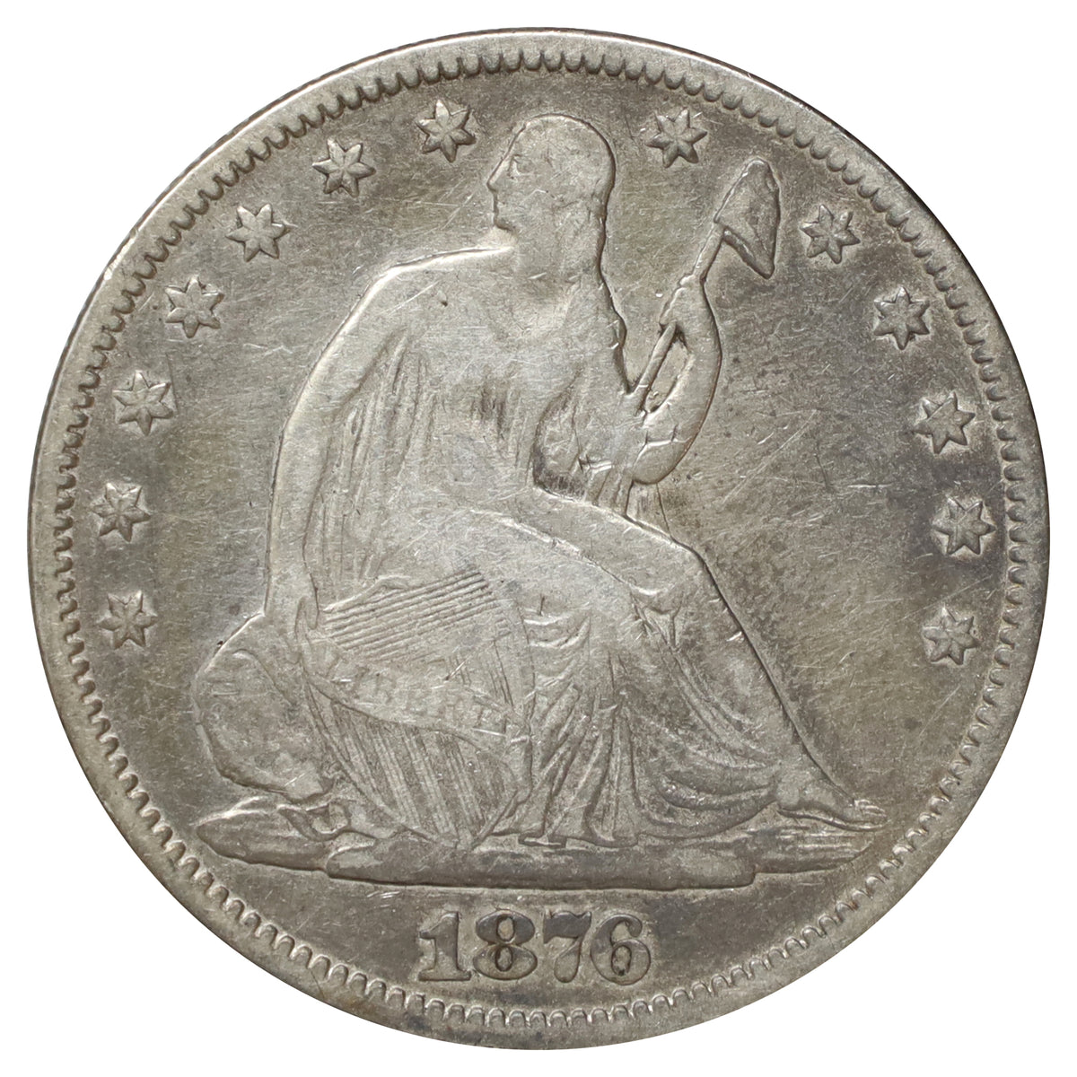 1876 USA Half Dollar Very Fine (VF20) Scratched, marks, or impaired
