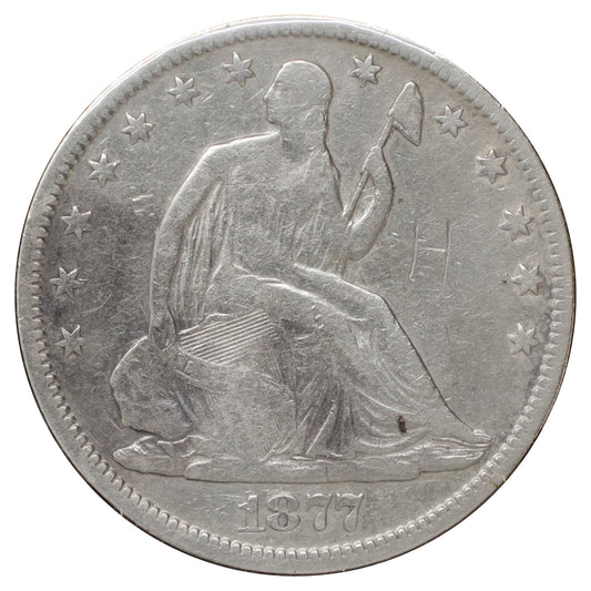 1877 USA Half Dollar F-VF (F15) Scratched, marks, or impaired