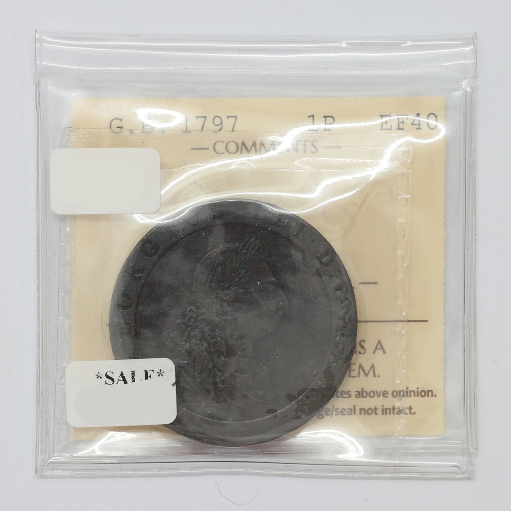 Great Britain 1797 George III 1 Penny ICCS Certified EF40 (DOD)