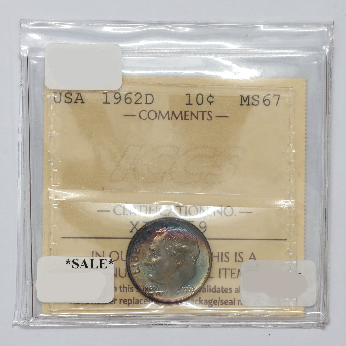 1962 D USA Dime ICCS Certified MS67 (DOD)