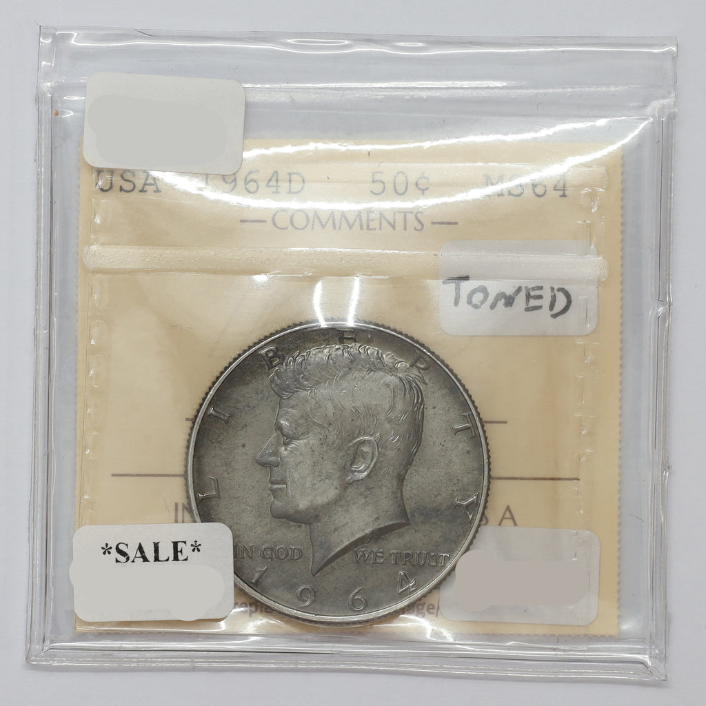 1964 D USA Half Dollar ICCS Certified MS64 (toned)