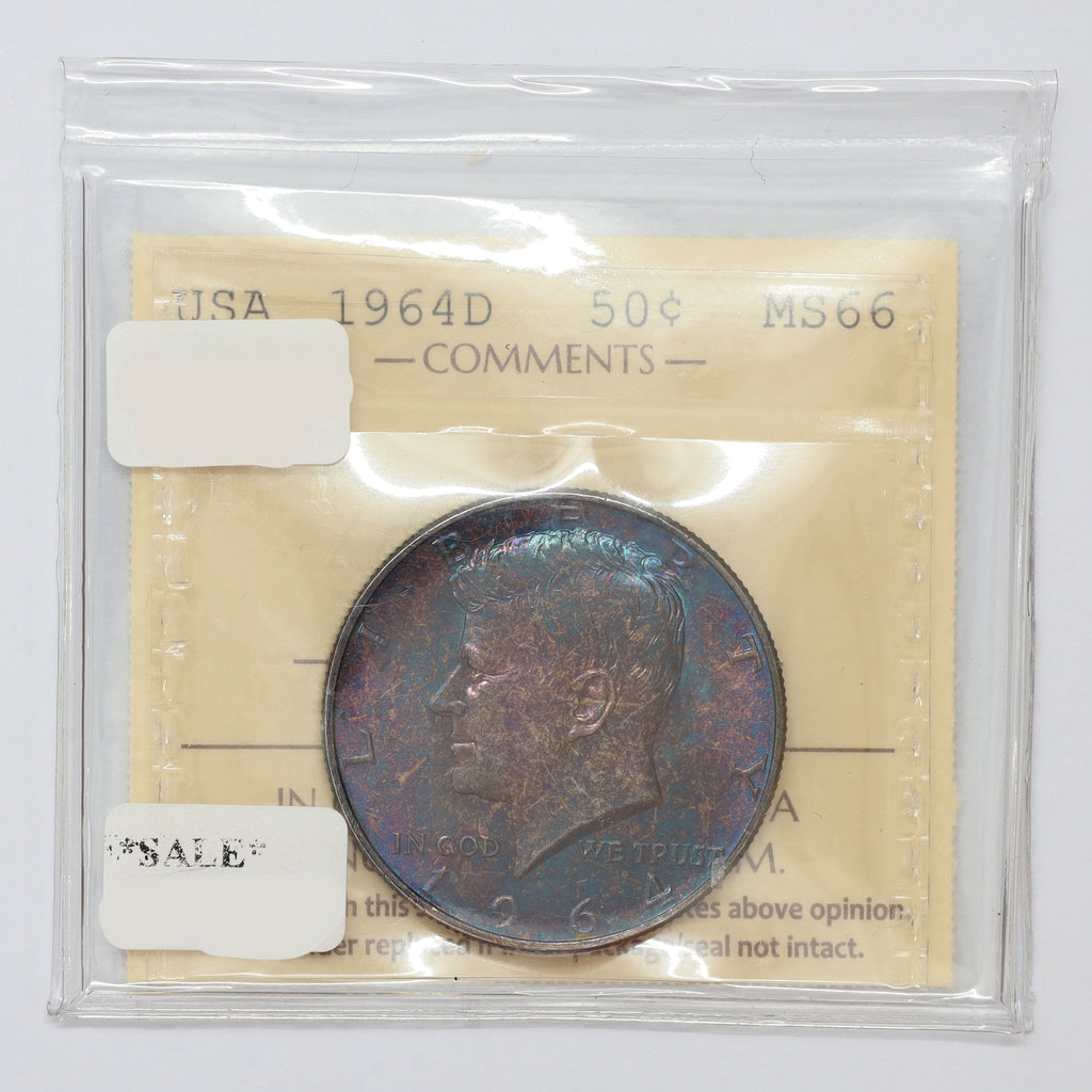 1964 D USA Half Dollar ICCS Certified MS66 (DOD)